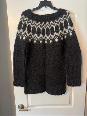 Charcoal Black Nordic Yoke Crewneck Sweater